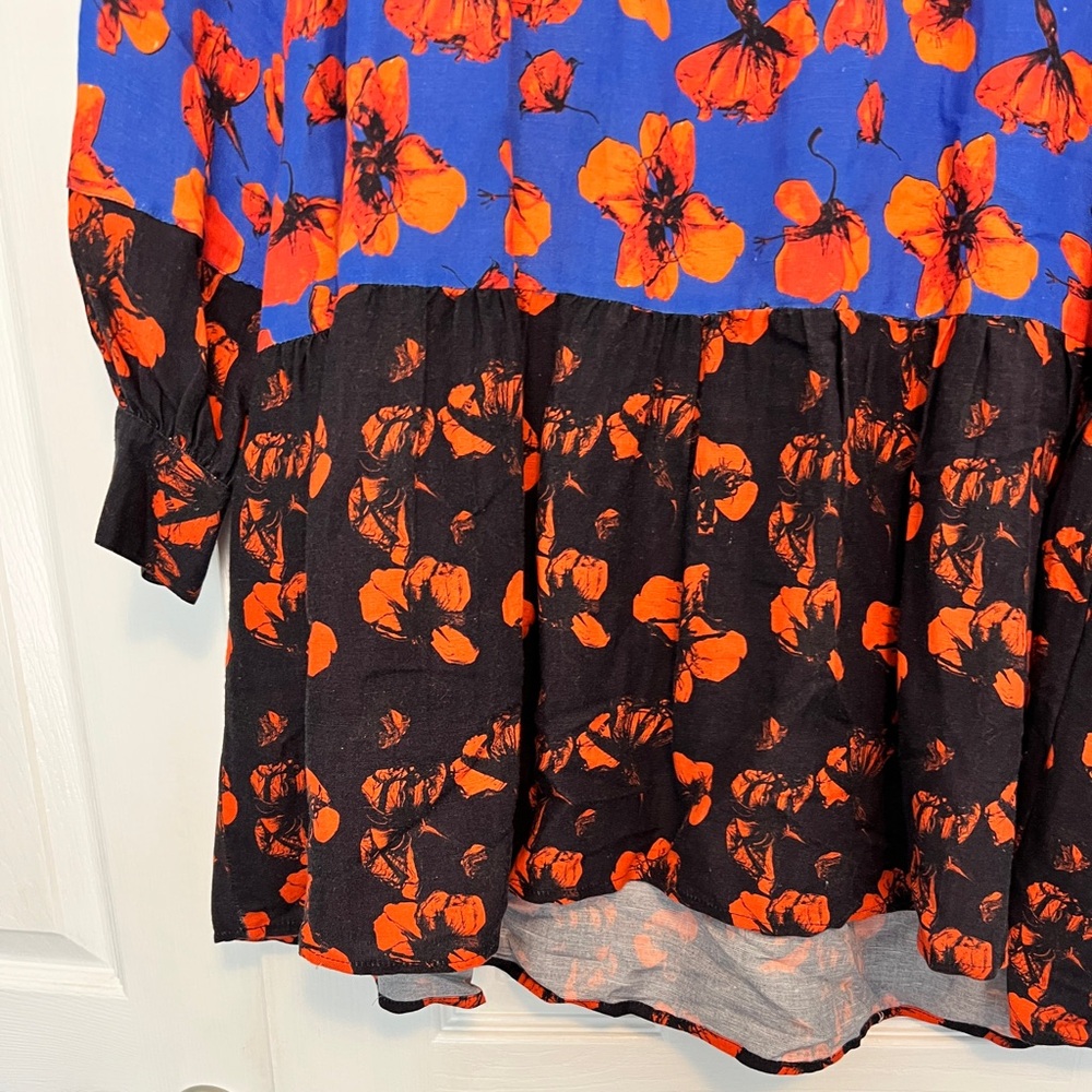Anthropologie Dhruv Kapoor Mini Dress Blue Black Orange Made in India - Picture 9 of 12